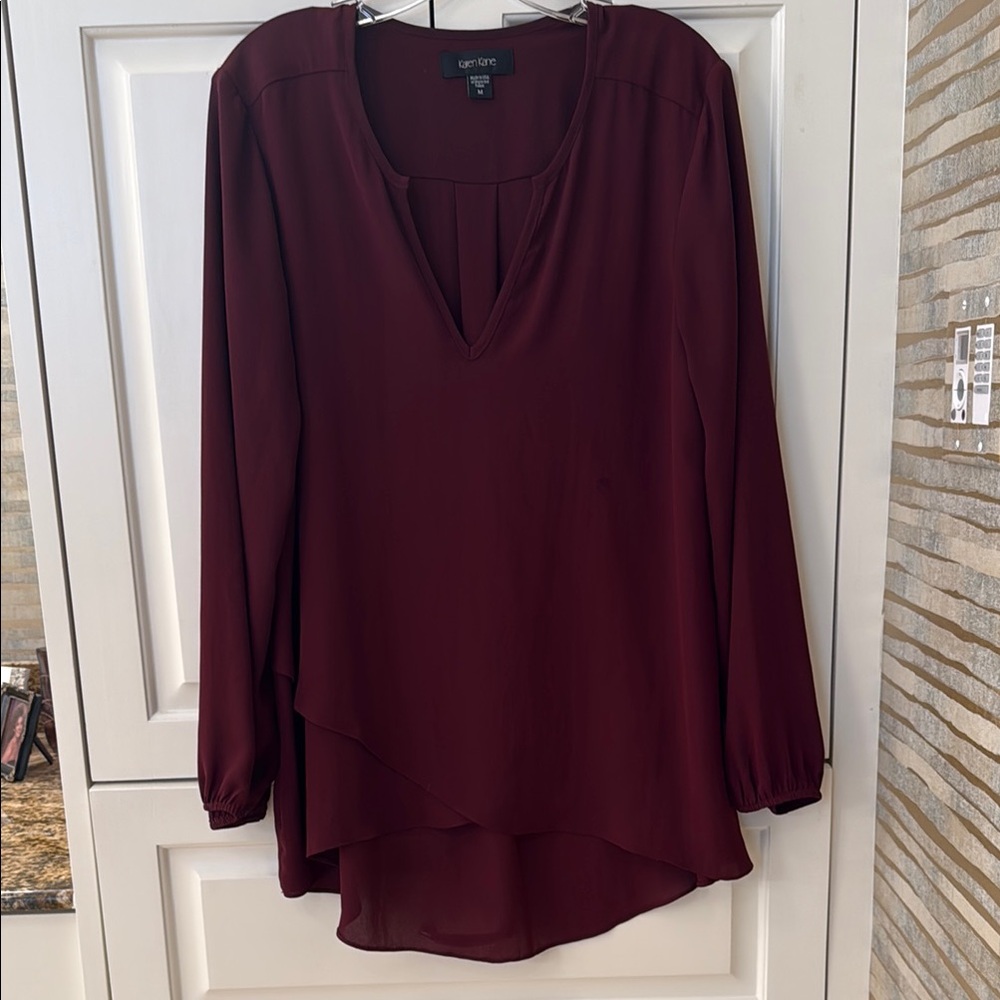 Karen Kane Women's Burgundy Blouse